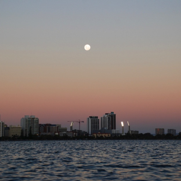 Full moon in a smoky sky