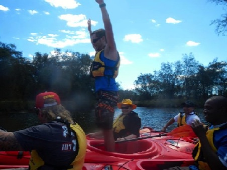 and one brave paddler at the front.